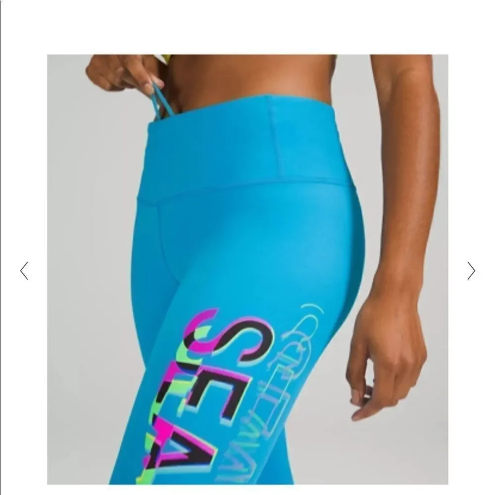 NWT New LULULEMON Speed Wunder Under Tight Seawheeze Turquoise Blue Logo 6